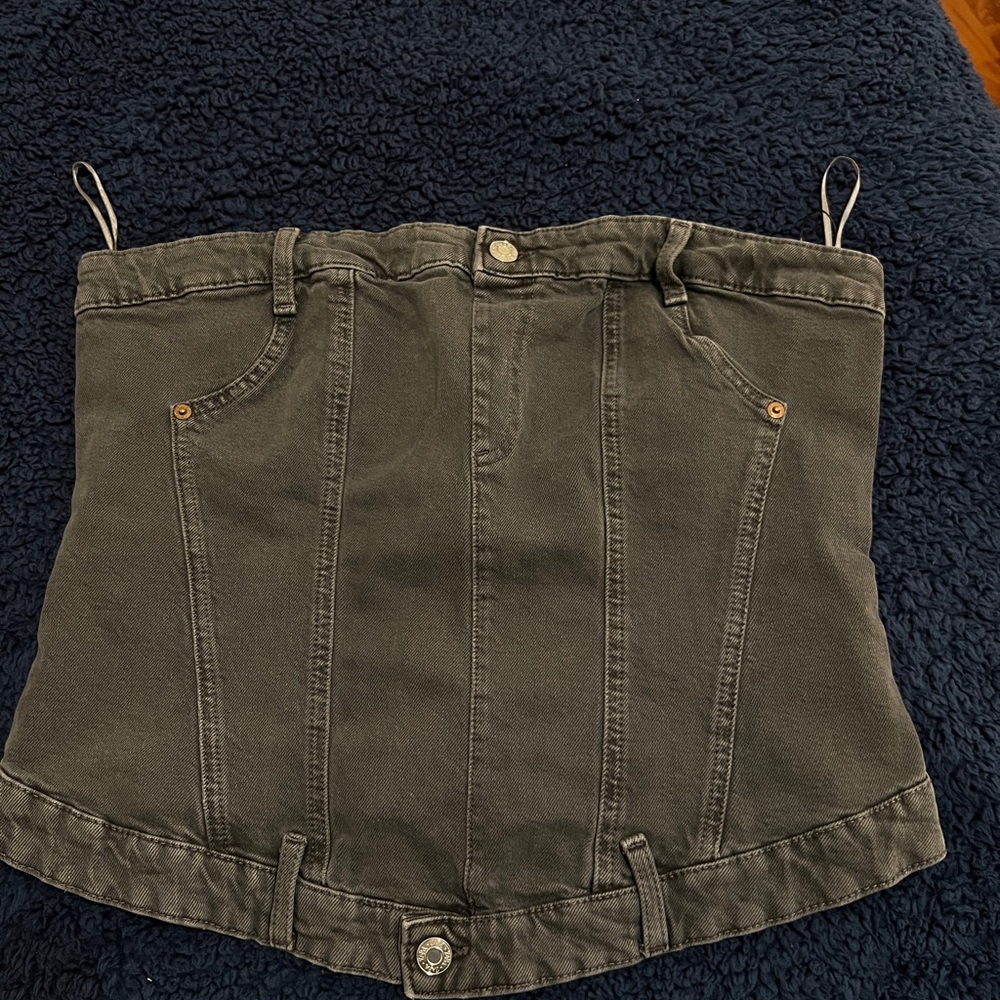 Zara Charcoal Denim Top